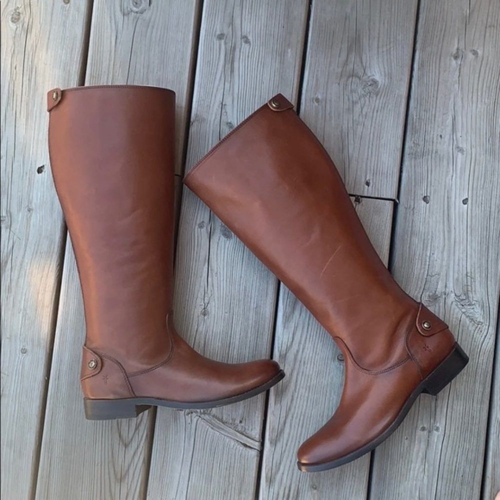 FRYE Melissa Black Leather Zipper Boots Size 6